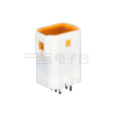 Pitch 2.00mm 180°双排带柱防水IP67 打外K Wafer 2*3Pin 白色 镀亮锡