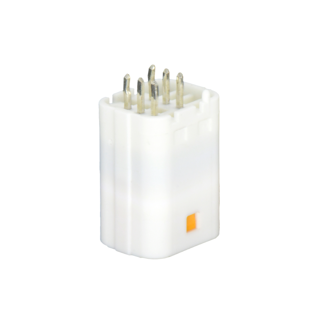 Pitch 2.00mm 180°双排带柱防水IP67 打外K Wafer 2*3Pin 白色 镀亮锡
