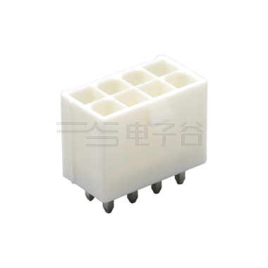 Pitch 4.2mm 双排 180°DIP Wafer 实心针 2X4Pin PA66,94V-0 本色 亮锡