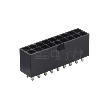 Pitch 4.2mm 双排 180°DIP Wafer 实心针 2X9Pin 黑色 亮锡