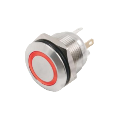 H052-R-220 H052系列 Φ19不锈钢金属按钮(带灯)