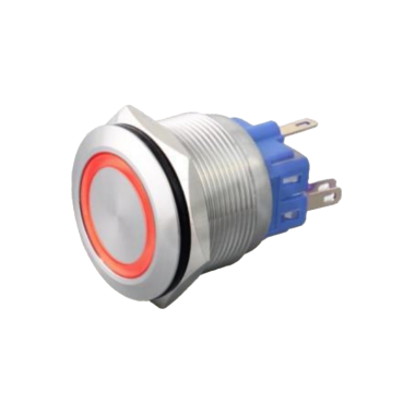 H054-R-24 H054系列 Φ25不锈钢金属按钮(带灯)