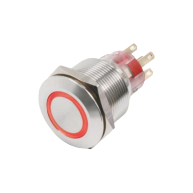 H062-R-220 H062/H063系列 Φ19不锈钢金属按钮单断点带灯