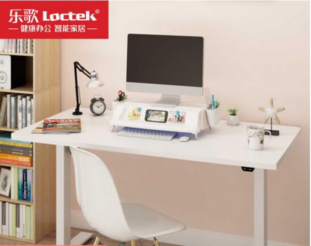 乐歌（Loctek）电动升降桌电脑桌家用 坐立工作办公书桌学习书桌 智能增高台桌 E2S白腿+1米直角白色桌板（板厚16mm）