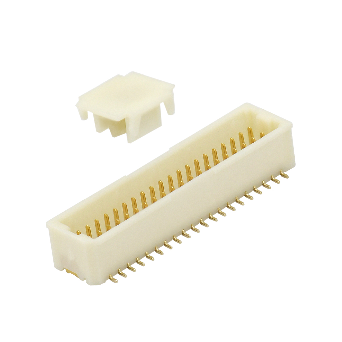 Pitch 1.00mm 180° 双排带定位柱 SMT型 Wafer 2×20Pin 本色