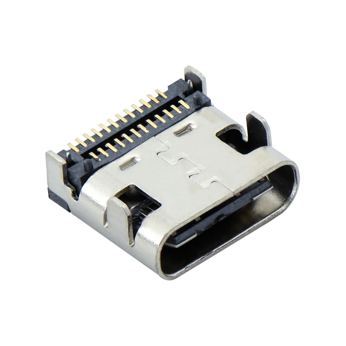 Type-C 3.1 24Pin 双排SMT型 母座 24Pin 黑色 HF